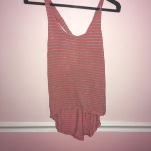 Gray and pink tank top with cross back detail